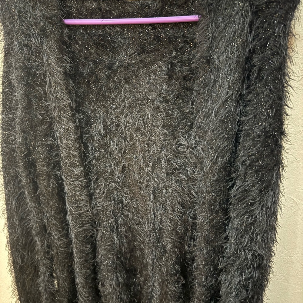 Justice Girls Open Cardigan Black with Silver Shiny Size 14 Great Shape